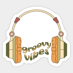 Groovy Vibes Retro Headphones Design Sticker